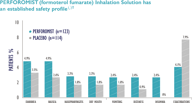 Graph showing safety of Perforomist (formoterol fumarate) and placebo, described in detail below.